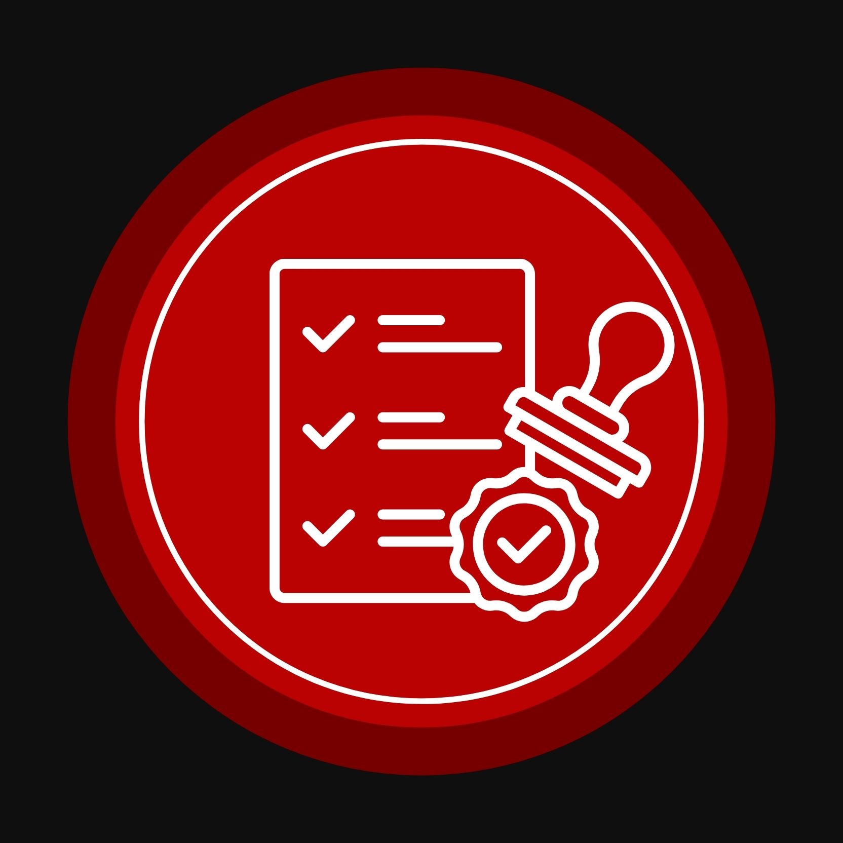 Approved application document icon with a checklist and verification stamp